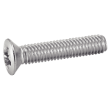 Reference 62221 - Raised countersunk head machine screw cross recess Pozidrive - DIN 966 - Stainless steel A2