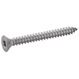Reference 62410 - Raised countersunk head tapping screw form C cross recess six lobe DIN 7982 - Stainless steel A2