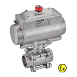 Modèle 50074 - 3 pieces SW ball valve (58191) with stainless steel pneumatic actuator (50802)