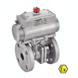Modèle 50311 - 2 pieces ball valve with ISO flanges (58269) with stainless steel pneumatic actuator (50802)
