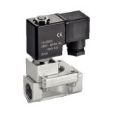 Modèle 50900 - Electrovalve (NC) with pressure aided drive, BSP threaded - FPM diaphragm - Stainless steel 1.4408