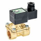 Modèle 50930 - Solenoid valve with direct control, NC (opening under voltage), gas thread - NBR membrane - Brass