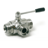 Model 61377 - Three ways ball valve with T bore, male ends - Stainless steel 304 - 316L