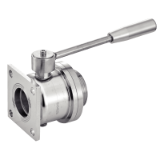 Modèle 64377 - Two ways ball valve with stainless steel handle, square flange with round holes / male end - Stainless steel 316L