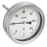 Modèle 7307 - Stainless steel bimetallic thermometer - Back mount BSPP connection - Stainless steel 316