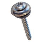 BN 20546 - Hexalobular (6 Lobe) socket oval countersunk head building screws with slot, assembled with finishing washer and sealing ring, stainless steel A2, plain