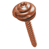 BN 20547 - Hexalobular (6 Lobe) socket oval countersunk head building screws with slot, assembled with finishing washer and sealing ring, stainless steel A2, copper plated
