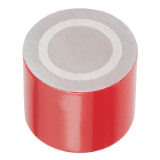 Modèle 41-36 - Aimant cylindrique acier laqué rouge ou zingué, taraudé