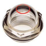Modèle 34-135 - Indicateur de niveau d'huile technopolymère transparent à visser à calotte sphérique - Avec cercle