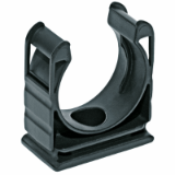 RQH - Tubing holder with through hole for fastening by screws. Ribbed fixing for strain relief