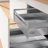 Internal pot-and-pan drawer 100 with railing, height 144 mm