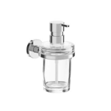 A24120 - Wall-mounted soap dispenser with extra clear transparent glass container and in finish brass pump