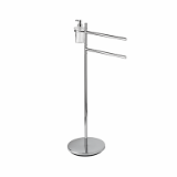AV085E - Stand with 2 towel holders and transparent glass soap dispenser and dish included