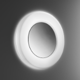GERBERA - Lampada fluorescente inclusa, diffusore in vetro satinato, specchio centrale