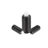 K1372 - Spring plungers with hexagon socket and flattened POM thrust pin, steel
