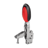K0663 - Vertical Toggle Clamps with Safety Interlock with straight foot and adjustable clamping spindle, stainless steel