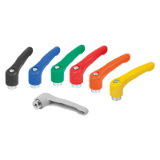 K1702 - Clamping lever plastic with internal thread, steel parts blue passivated