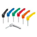K1660 - Clamping levers, plastic with external thread, steel parts trivalent blue passivated