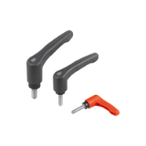 K1873 - Clamping levers, plastic with male thread and safety function, thread insert stainless steel
