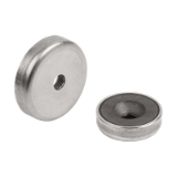 K1408 - Magnets shallow pot with countersink hard ferrite with stainless-steel housing