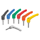 06611-50 inch - Clamping lever plastic with external thread, steel parts stainless steel
