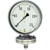 Diaphragm pressure gauges for chemical applications, connection on bottom