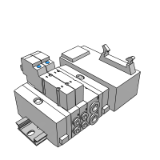 SS5Y3-45-A - 底板配管型/底板组合式集装阀: DIN导轨安装型/接线盒型配线