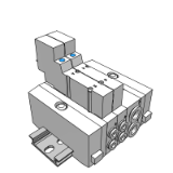 SS5Y3-45 - 底板配管型/底板组合式集装阀: DIN导轨安装型/各自配线