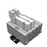 SS5Y5-45 - Base Mounted Manifold Assembly Stacking Type/DIN Rail Mounted/Individual Wiring