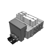 SS5Y5-45S - ベース配管形/マニホールド分割形アセンブリ:DINレール取付形/EX122一体型(出力対応)シリアル伝送システム対応