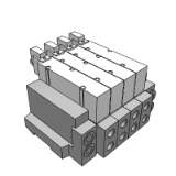 SS5Y9-43P - ベース配管形マニホールド/分割形:フラットケーブルタイプ