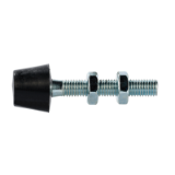 Spindle with vulcanized neoprene thrust and 2 hex nuts - Spindle with vulcanized neoprene thrust