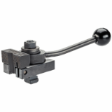 17000156000 - Pull-down clamp with cranked clamping lever and prism clamping jaw, clamping direction right