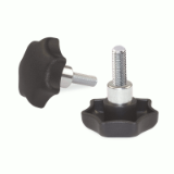 18000246000 - Star knob screw with protruding steel bushing similar to DIN 6336