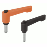 18000317000 - Clamping lever screw, adjustable with plastic push button, slim design