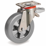 62ESD SR P - ESD 'TR Roll' polyurethane wheels, electrical resistance <10^9 Ohm, swivel top plate bracket P