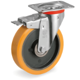 SRP/NL FR - "TR" polyurethane wheels, swivel top plate bracket type "NL" with brake