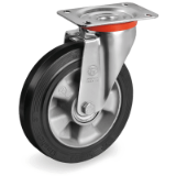SIGMA ELASTIC rubber wheels, aluminium centre, standard duty (NL) brackets