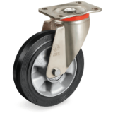 SIGMA ELASTIC rubber wheels, aluminium centre, medium-heavy duty (P) brackets