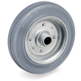 23PSDCB - Non-marking standard rubber wheels, pressed steel discs, plain bore