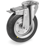 SRFP/SL FR - Black rubber wheels with discs of metal, light support rotating bolt hole with brake "SL"
