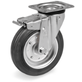 SRP/SL FR - Black rubber wheels with discs of metal, light support rotating with brake "SL"