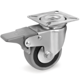 SRP FR - Rubber wheels, polyamide centre with threadguards, swivel top plate bracket with front lock