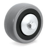 37CB - Grey rubber institutional wheels, polyamide centre with threadguards