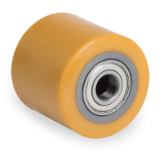 75CC - "TR" polyurethane transpallet rollers, steel centre, hub with ball bearing facilities