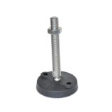 WN 9000.1 A - Stainless Steel Stud Type-"NY-LEV®" Nylon Base Leveling Mounts, Type A, With Lag Bolt Holes, Without Rubber Pad